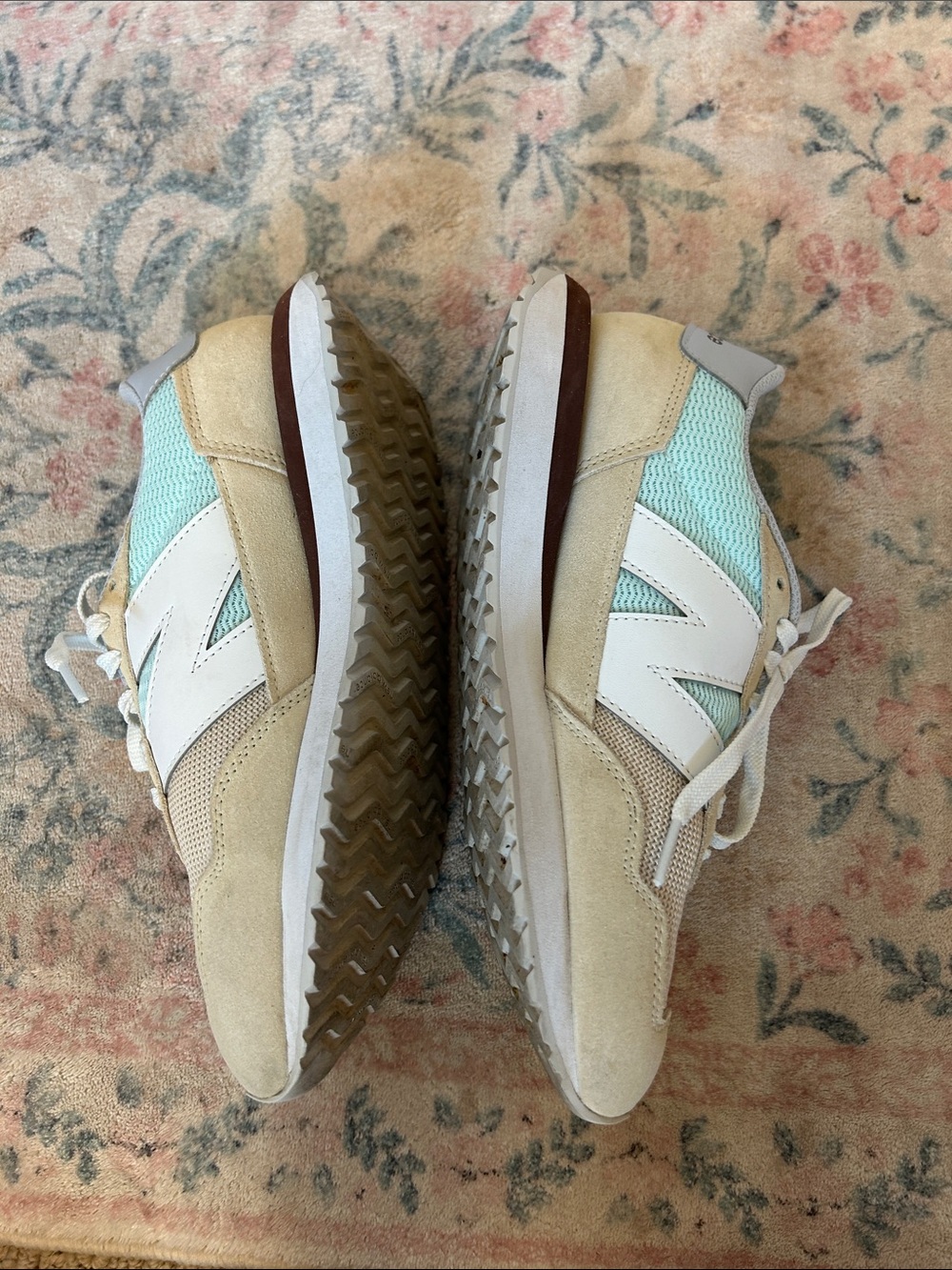 New Balance 237 Sneakers in Beige and Light Blue with White Accents